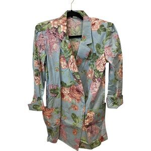 Justine Double Breasted Blazer Tea Party Floral Womens‎ Size 7-8 Front Pockets